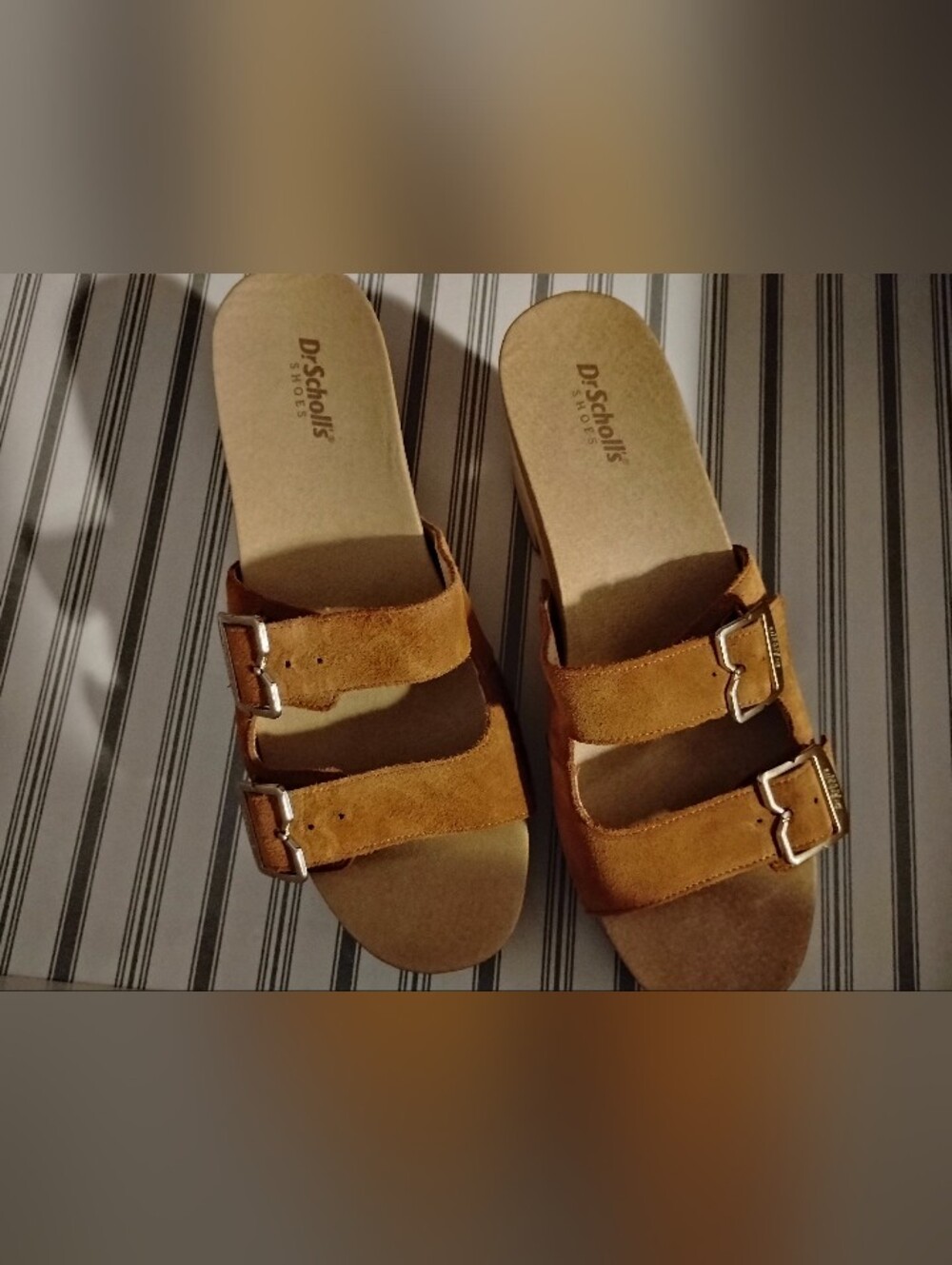 Dr. Scholl's Tan Suede Slide Clog with Buckle